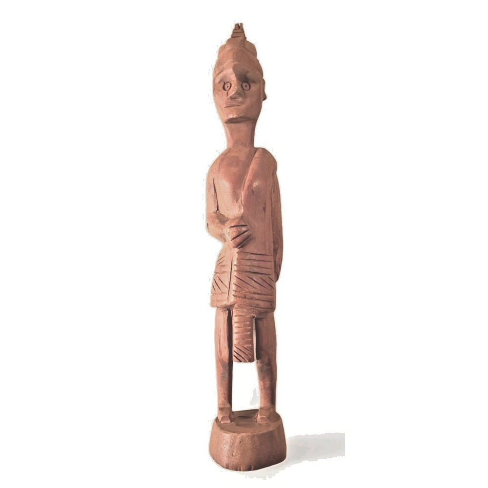 Vintage African Hand Carved Wood Figure Statue Tribal Folk Art 10" Indonesian